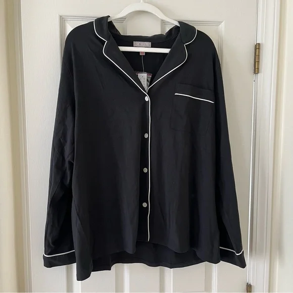 J. Crew Dreamy Cotton-Blend Pajama Top and Pant Set, Size XXL, Black White, NWT - Picture 2 of 12